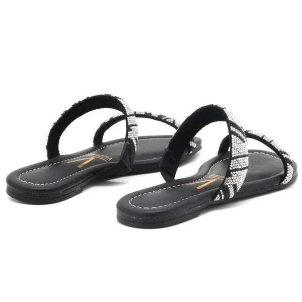 Tamanco Vizzano Rasteira Slide Brilho Strass Feminino - Preto - Imagem 2