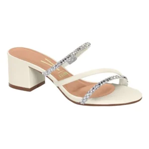 Tamanco Vizzano Tiras Strass Feminino - Off White