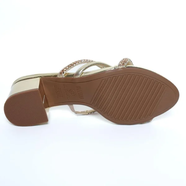Tamanco Vizzano Salto Bloco Baixo Tiras Strass Feminino - Dourado - Imagem 5