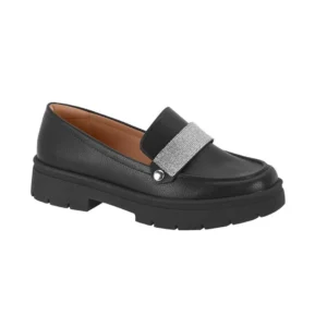 Mocassim Vizzano 1422.102 Loafer Tratorado Feminino - Preto