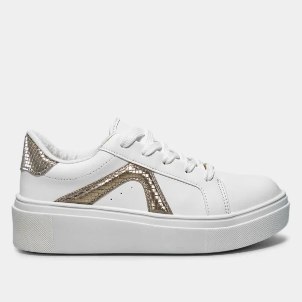 Tênis Vizzano Casual Feminino - Branco+dourado