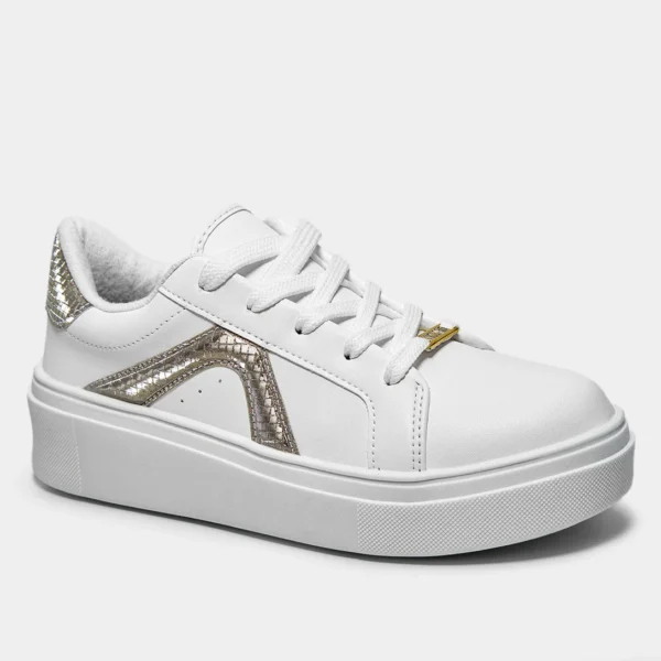 Tênis Vizzano Casual Feminino - Branco+dourado - Imagem 2