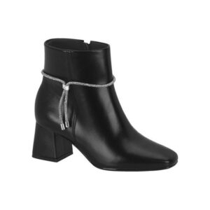 Bota Vizzano Feminina Salto Bloco Cano Curto Strass 3098.102 - Preto