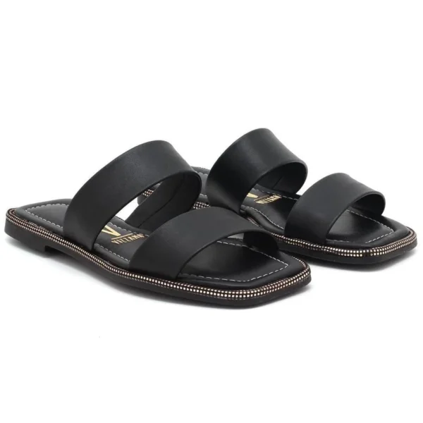 Rasteira Vizzano Pelica Brilho Strass Feminino - Preto - Imagem 2
