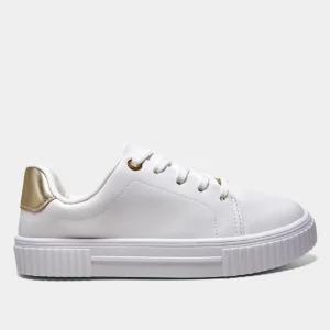 Tênis Vizzano Detalhe Dourado Feminino - Branco + dourado