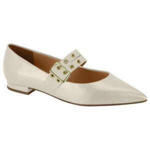 Sapatilha Fivela Bico Fino Branco Off Vizzano - Creme