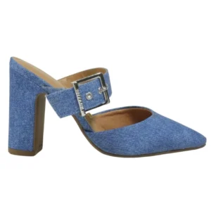 Tamanco Mule Vizzano Feminino Bico Fino Salto Alto - Jeans