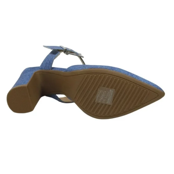 Tamanco Mule Vizzano Feminino Bico Fino Salto Alto - Jeans - Imagem 5