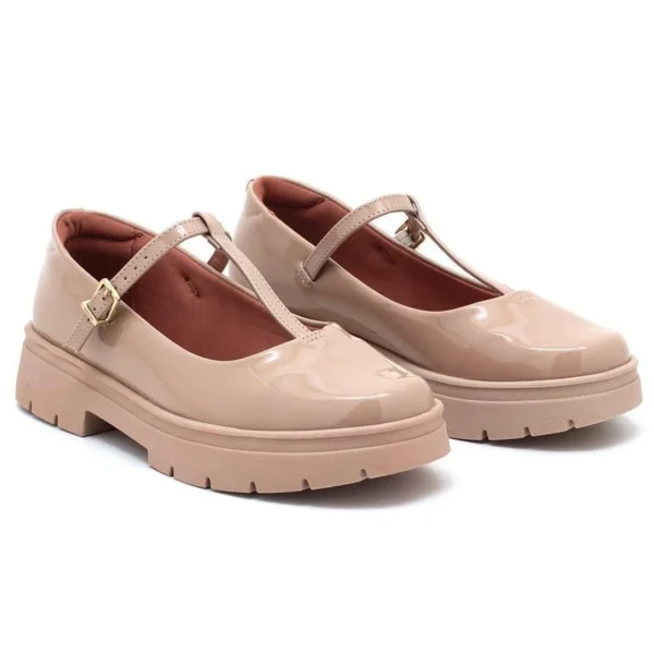 Mocassim Vizzano Verniz Tratorado Tiras Feminina 1422104 - Bege - Imagem 2