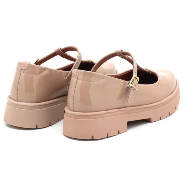 Mocassim Vizzano Verniz Tratorado Tiras Feminina 1422104 - Bege - Imagem 3