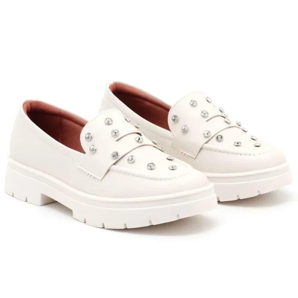 Mocassim Vizzano Pelica Tratorado Brilho Feminina 1422105 - Off White - Imagem 2