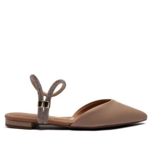 Mule Vizzano com Tiras de Strass - Bege
