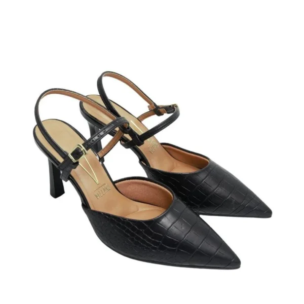 Sapato Vizzano Slingback Salto Alto Crocco - Preto - Imagem 2