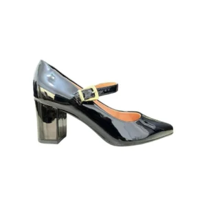scarpín vizzano feminino verniz ajustte fivela - Preto
