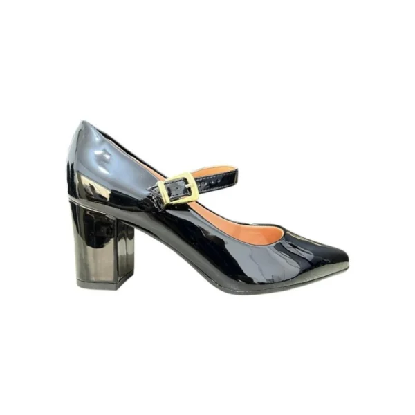scarpín vizzano feminino verniz ajustte fivela - Preto