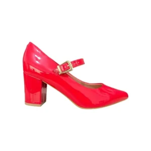 scarpín vizzano feminino verniz ajustte fivela - Vermelho