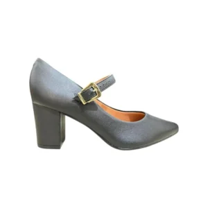 scarpin vizzano feminino salto 7,5 cm pelica fivela dourada - Preto