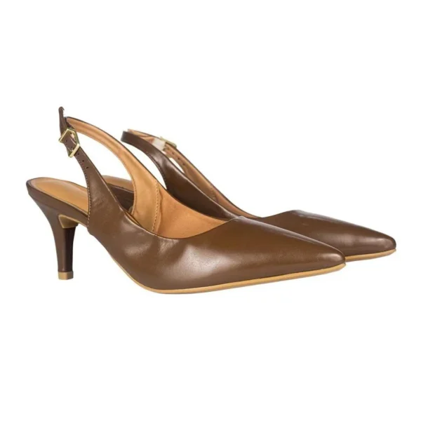 Sapato Scarpin Vizzano Slingback Salto Médio - Marrom - Imagem 2