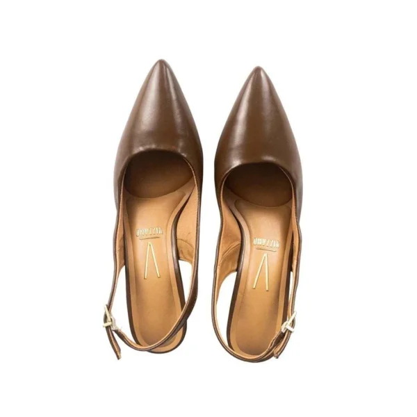 Sapato Scarpin Vizzano Slingback Salto Médio - Marrom - Imagem 5