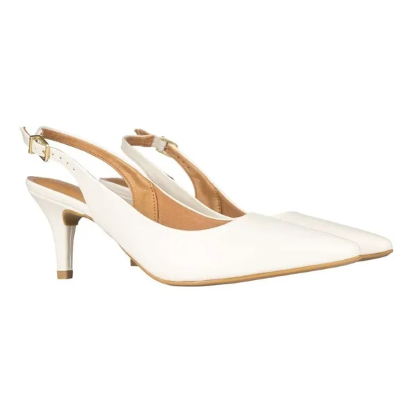 Sapato Scarpin Vizzano Slingback Salto Médio - Off White - Imagem 2