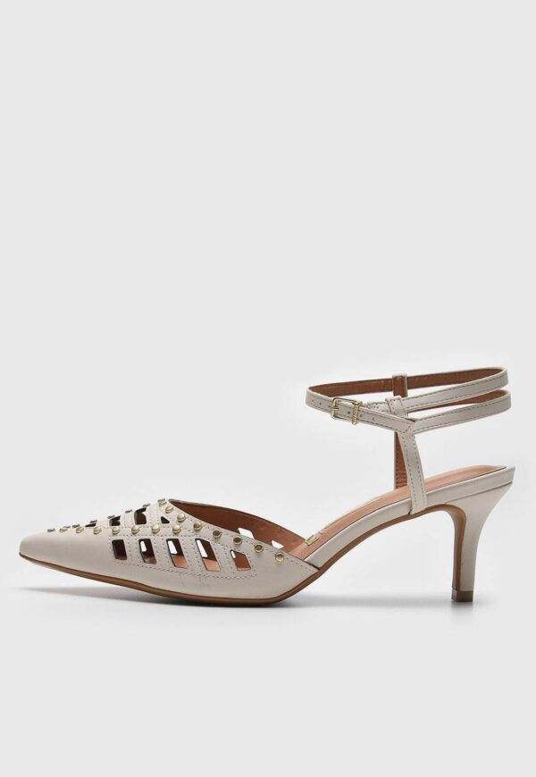 Scarpin Slingback Vizzano Aplicação Café | Preto | Off White - Imagem 6