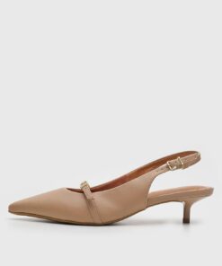 Scarpin Slingback Vizzano Recorte Bege